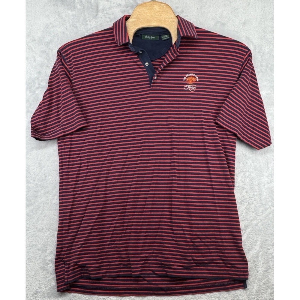 Bobby Jones‎ The Ocean Course Kiawah Polo Shirt Red Blue Striped Men's Size XL